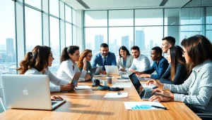 Enhance your business strategy with collaborative professionals in a bright office setting.