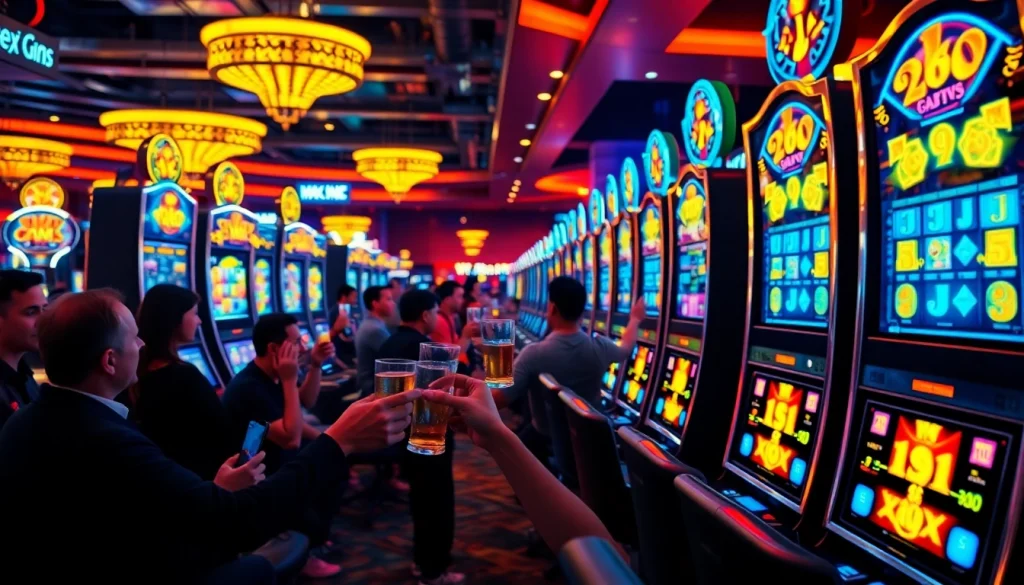 หมุน 918kiss slot กับบรรยากาศคาสิโนที่มีผู้เล่นสนุกสนานและเฉลิมฉลอง