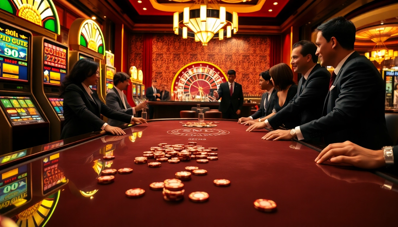 Experience the excitement of MM 88 with professional gamblers at a luxurious casino table.
