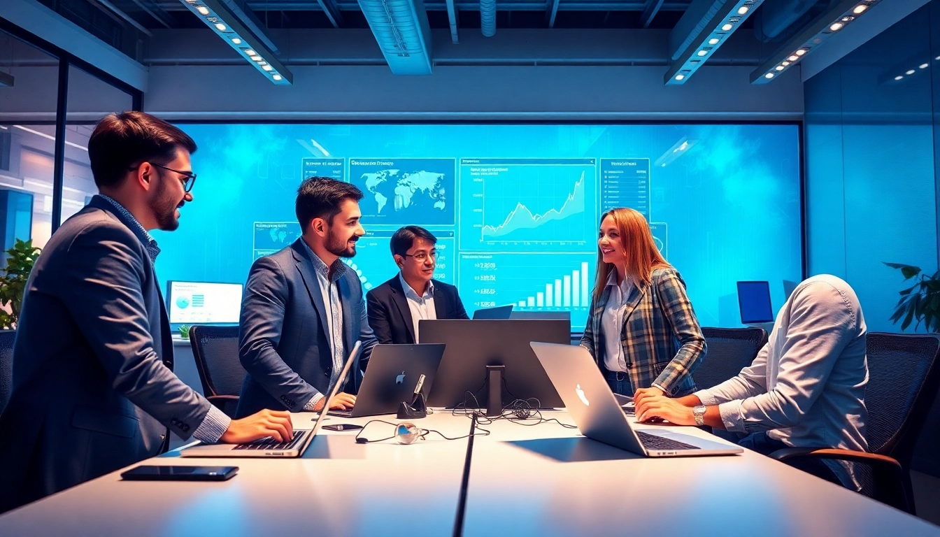 Streamlined team working on managed IT service solutions in a modern office.