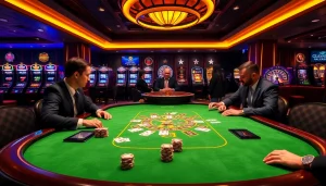 Players engaging in intense gameplay at XX88 casino table with vibrant poker chips.