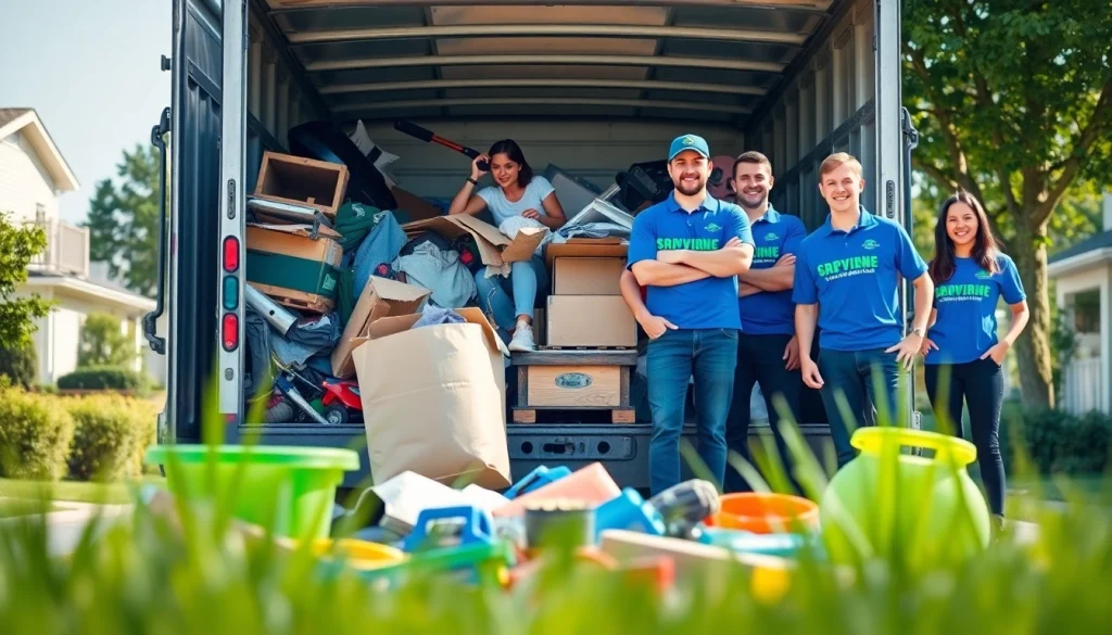 Efficient junk removal service team at https://myeasyjunkremoval.com preparing for a workload in a clean environment.