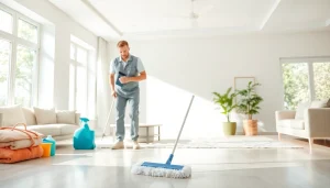 Engage professional cleaning service transforming a living room with clear light and vibrant colors.