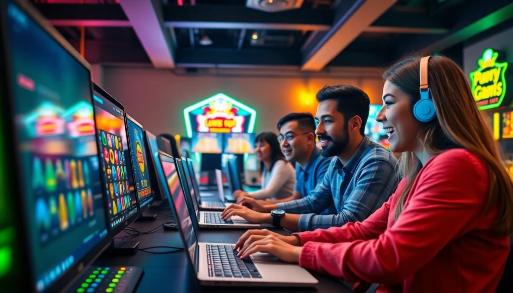 Fokus pada pengalaman bermain petanitoto yang seru dengan kelompok teman di depan komputer.