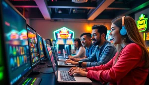 Fokus pada pengalaman bermain petanitoto yang seru dengan kelompok teman di depan komputer.