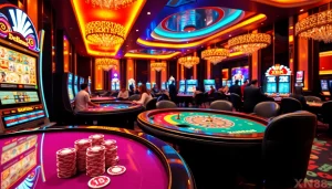 Players enjoying exciting casino games at XN88, showcasing poker and roulette action in a vibrant atmosphere.