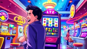 Bermain slot gacor terbaru dengan kegembiraan di kasino modern yang penuh warna.