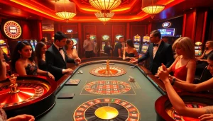 Engage with the thrilling HB 88 gaming experience featuring vibrant tables and excited players.