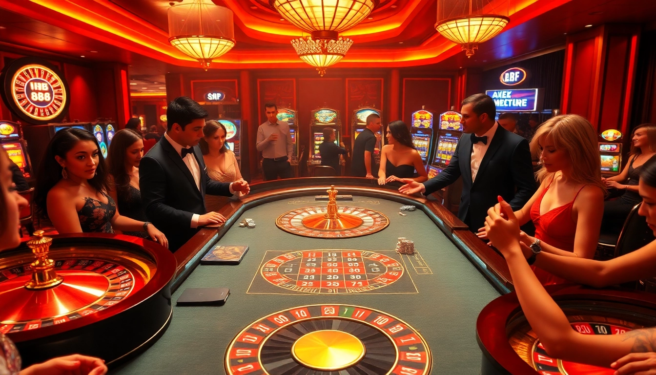 Engage with the thrilling HB 88 gaming experience featuring vibrant tables and excited players.