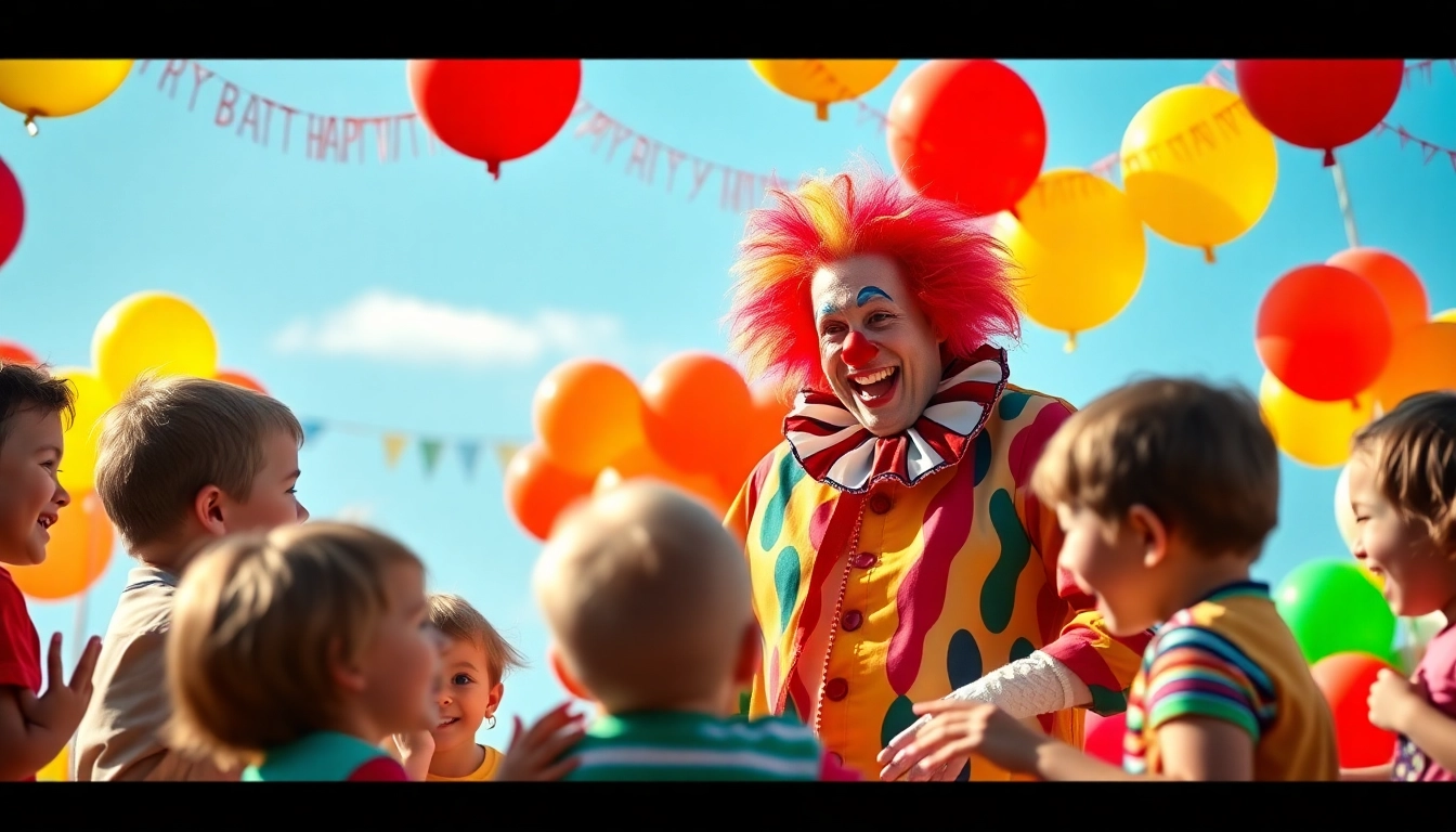 Engaging kids' entertainment at https://www.tcspecialentertainment4u.com with a lively clown and colorful decorations.