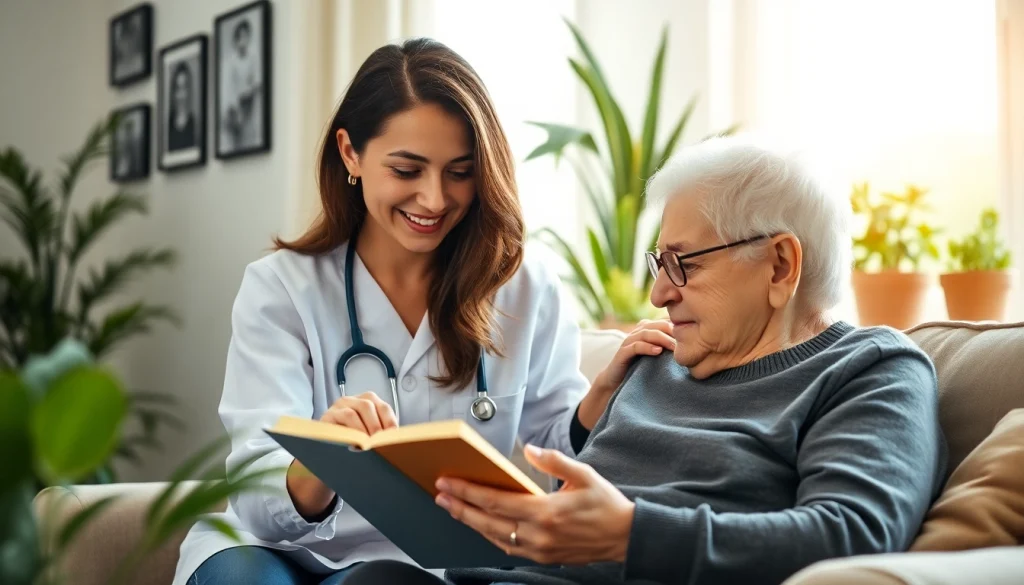 Engaging in home care austin tx with a compassionate caregiver assisting an elderly person happily.