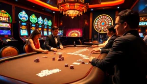 Experience the thrill of U888 with vibrant casino games at a high-stakes poker table.