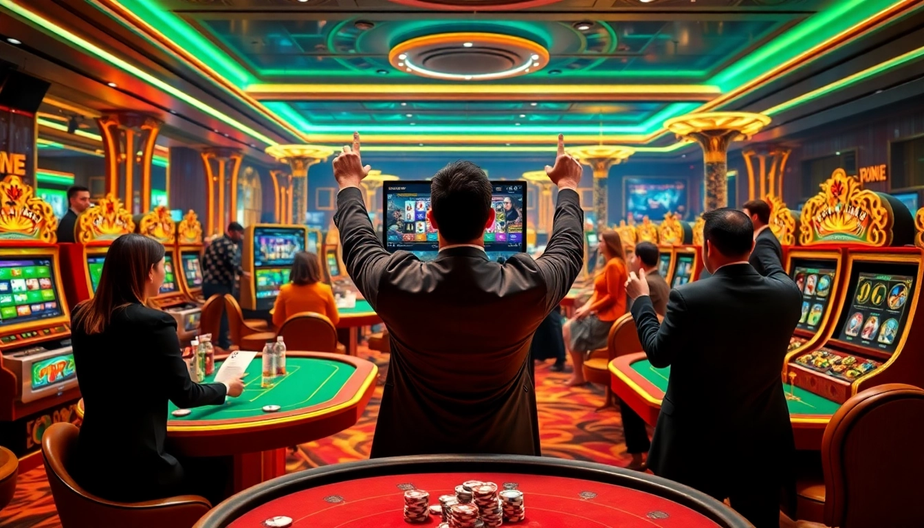 Experience the excitement of chơi game mmoo with vibrant casino tables and thrilling slot machines.