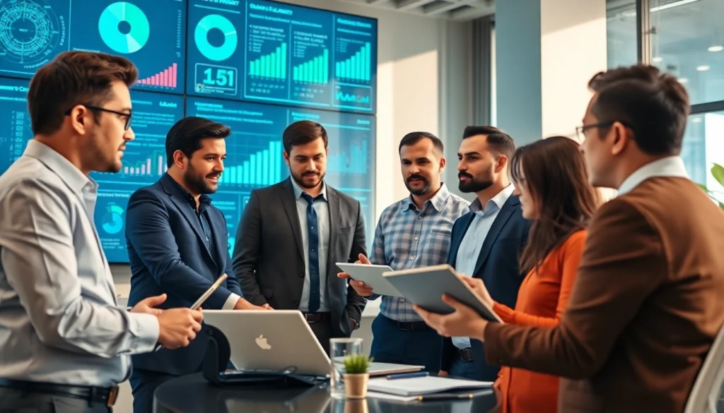 Engaged collaboration in strategy development for SME AI consulting services with professionals enhancing business efficiency.