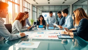 Collaborative brainstorming session featuring diverse team members with insights on https://www.maeden.com/en.