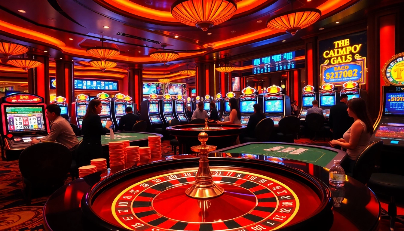 Exciting scene of gamblers using the Tool xổ số siêu tốc with roulette and poker elements.