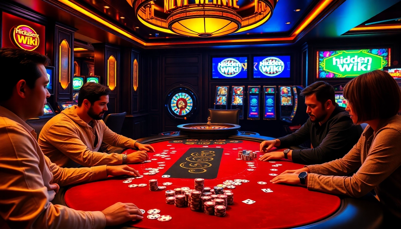 Engage with the hidden wiki's exclusive casino experience at a vibrant poker table.
