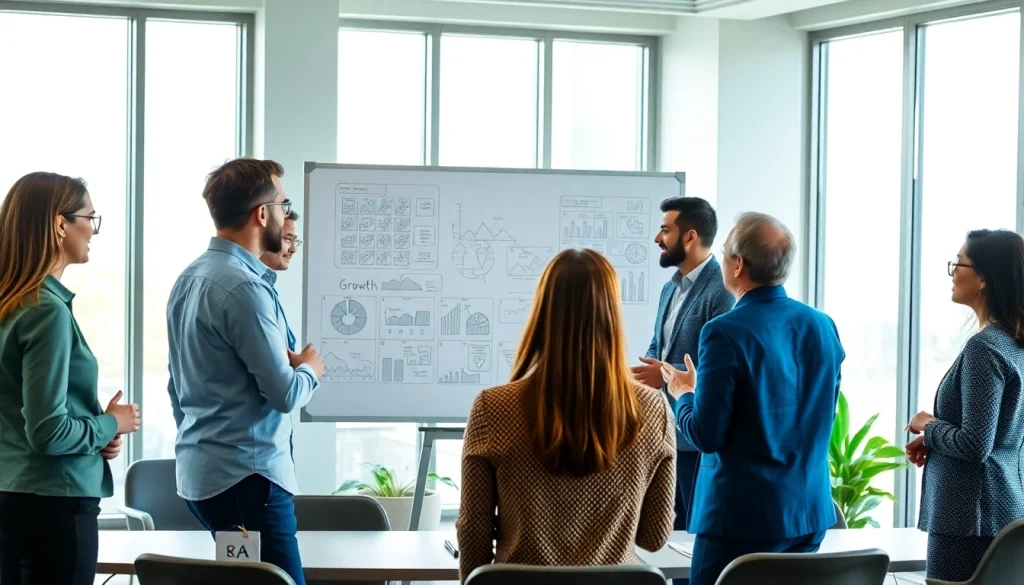 Business growth insights discussed in a diverse meeting, showcasing teamwork and strategic planning.