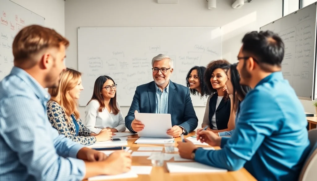 Showcasing founder leadership insights through a dynamic team meeting in a modern office.