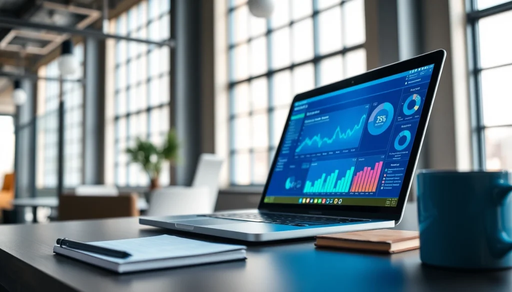 Showcasing the innovative technology of 1cplatform with engaging user interfaces in a modern office setting.