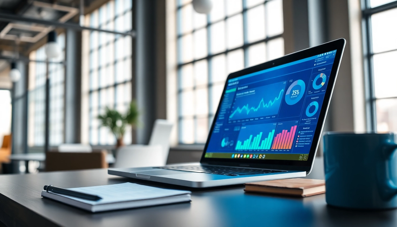 Showcasing the innovative technology of 1cplatform with engaging user interfaces in a modern office setting.