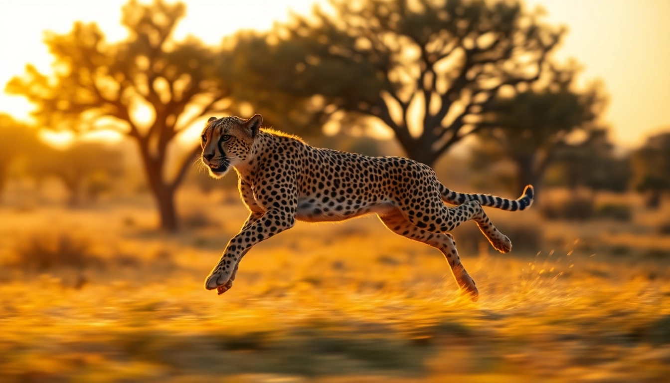 Engaging wildlife photography course image featuring a cheetah on the run in a natural savannah setting.