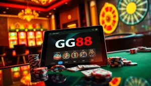 GG88 interface with luxury casino elements, showcasing engaging gambling atmosphere.