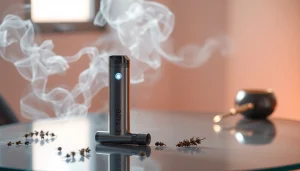 Stylish disposable vape showcasing PECAH837 design features in an innovative setting.