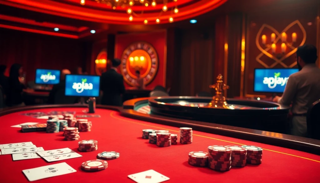 Engage in exciting gameplay with apk jaya at a luxurious casino table surrounded by vibrant poker chips.