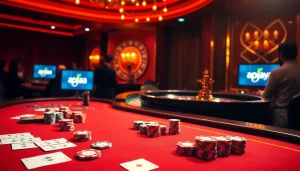 Engage in exciting gameplay with apk jaya at a luxurious casino table surrounded by vibrant poker chips.