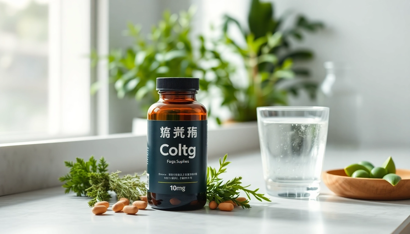 新鮮なハーブと水を用いた穏やかなウェルネス環境の中でのエクオール10mgサプリおすすめの紹介ショット。