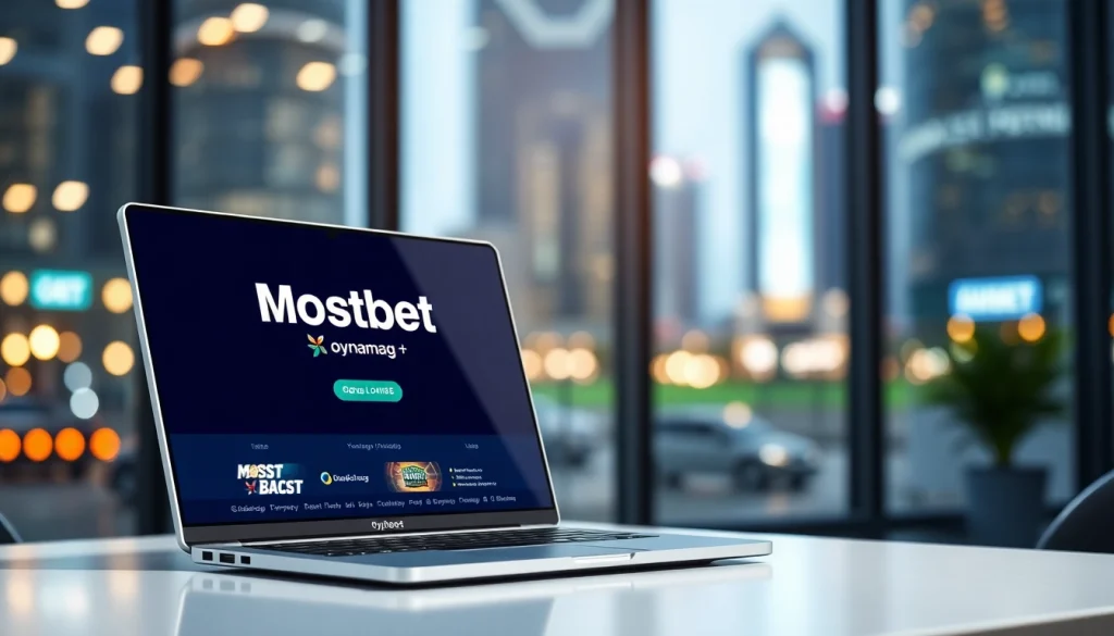Mostbet oynamag platform showcasing dynamic gaming options in a stylish office.