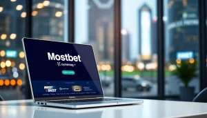 Mostbet oynamag platform showcasing dynamic gaming options in a stylish office.