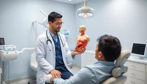 福岡の現代的な医療クリニックでの包茎手術相談。信頼と専門性を示しています。