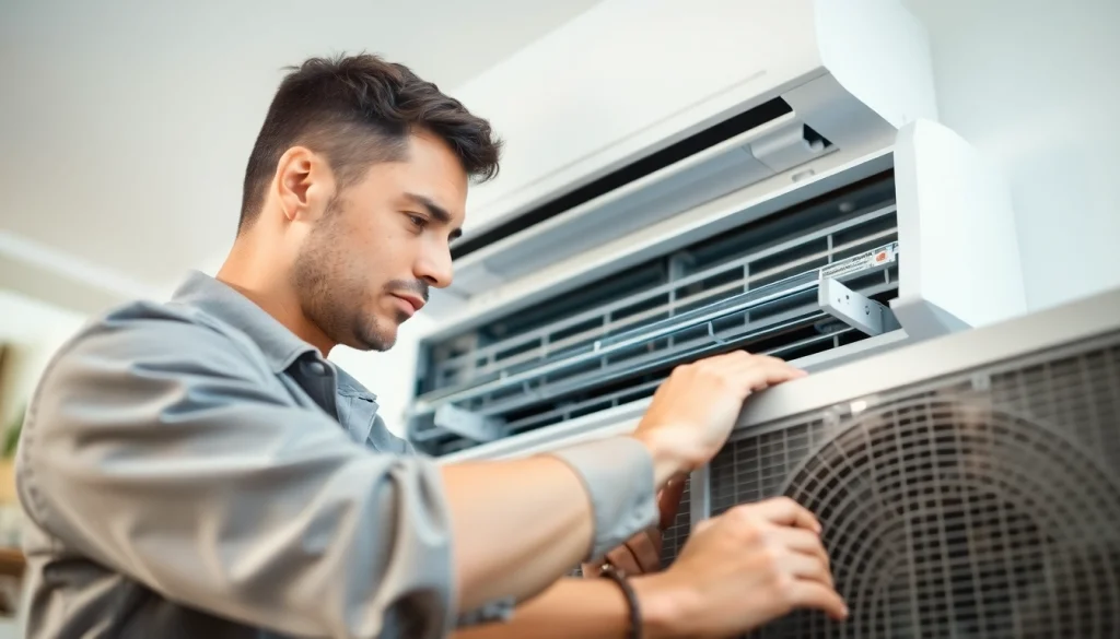 HVAC repair somers ny: technician performing maintenance on home heating system.