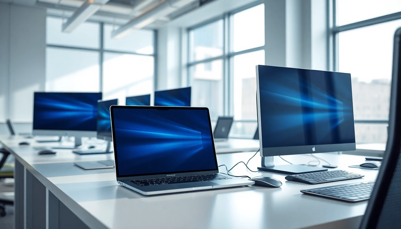 zirvegrupbilgisayar kullanarak modern ofis ortamında teknoloji sergileyen bir görsel.