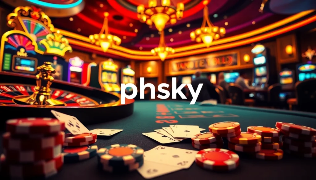 Experience the thrill of gambling at phsky's luxury casino with vibrant slot machines and roulette.