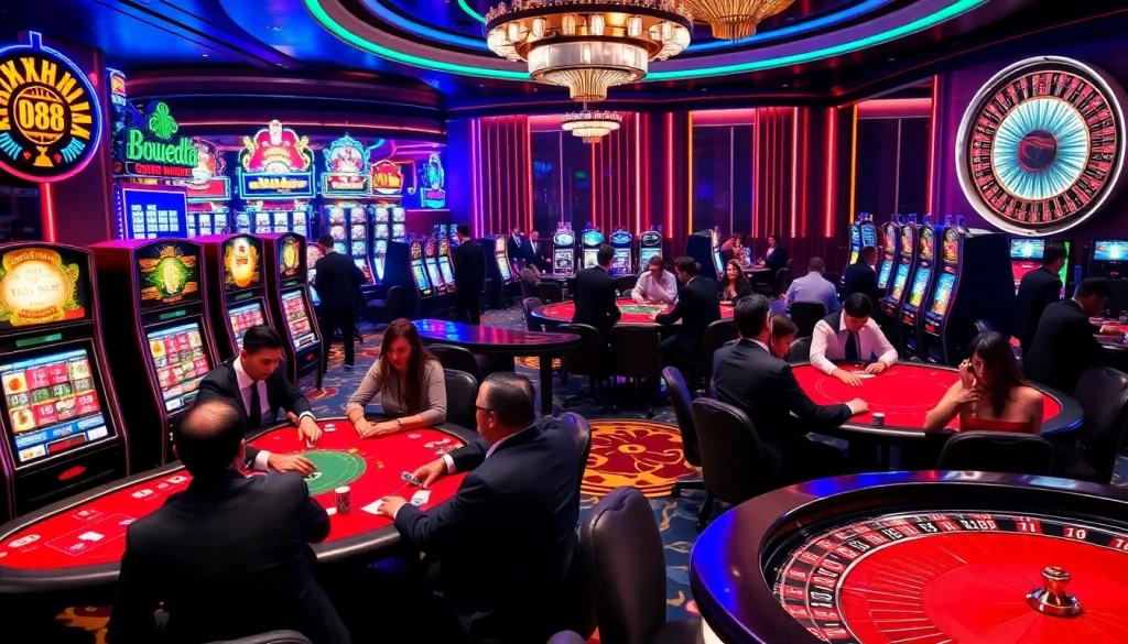 Players enjoying thrilling games at XX88 casino, showcasing excitement and winning opportunities.