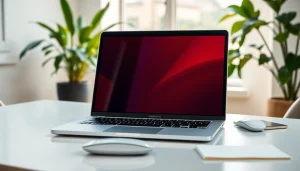 Visualiza el MacBook Pro 16 pulgadas en un entorno de oficina moderna y bien iluminada.