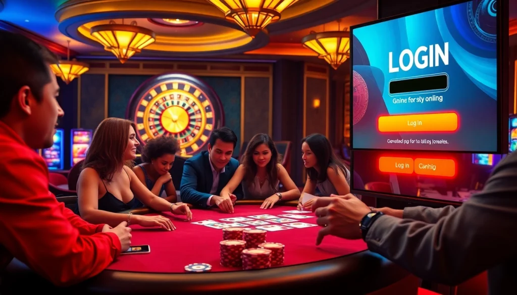 Experience the excitement of login at a luxurious casino poker table with vibrant gameplay.