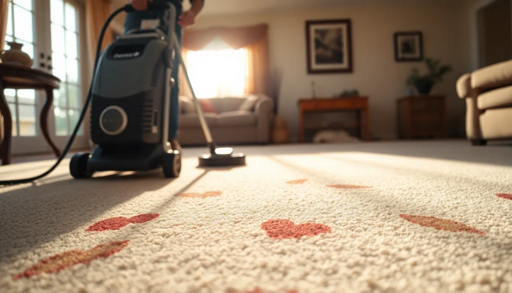 Skilled technician performing carpet cleaning lincoln ca in a bright, welcoming living room.