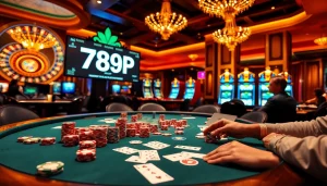 Experience the excitement of a casino game scene with vibrant poker action and 789P theme.