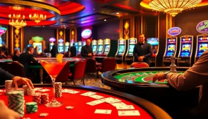 Experience the thrill of topclub gaming at a luxurious casino with vibrant poker and roulette action.