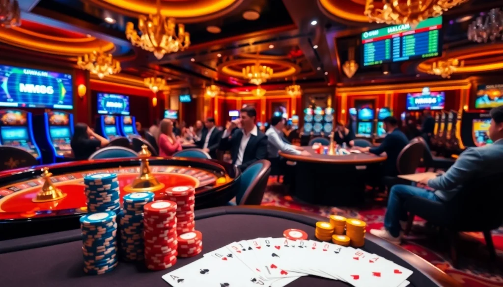 Engaging MM88 casino scene showcasing poker chips and roulette, reflecting excitement in betting.