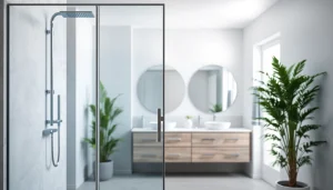 Stylish shower doors uk enhancing a modern bathroom's elegance and functionality.
