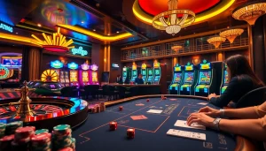 Experience the thrill of Nhà cái MV66 with a lively casino scene featuring roulette and poker games.