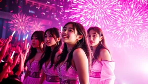 Catch the latest Blackpink news with a vibrant concert scene showcasing the group's electrifying performance.