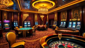 Exclusive VIP gambling scene at Clube VIP HHBET with luxury casino tables and high-stakes poker games.