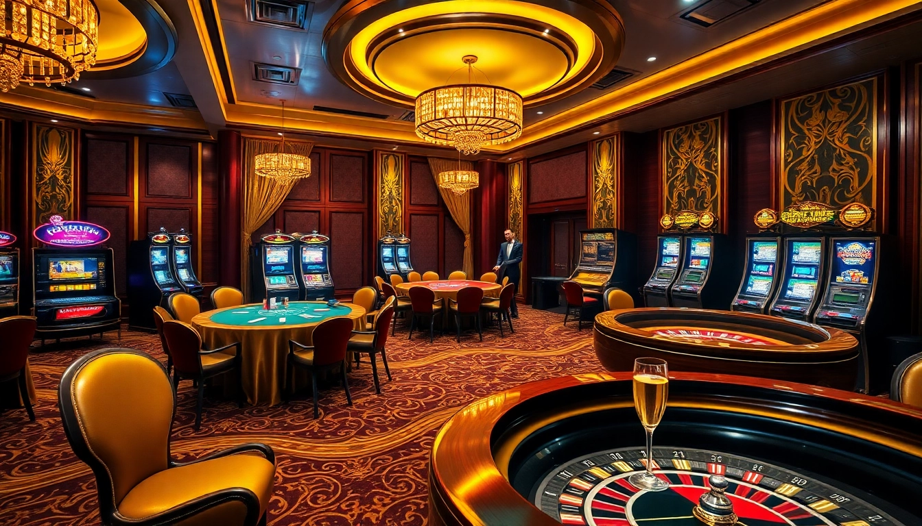Exclusive VIP gambling scene at Clube VIP HHBET with luxury casino tables and high-stakes poker games.