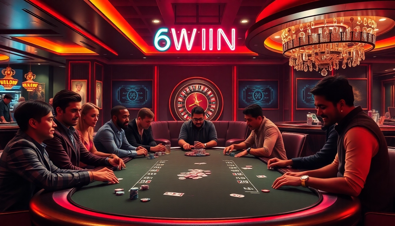 Experience the thrill of winning at '56 WIN' in a vibrant casino poker setting.